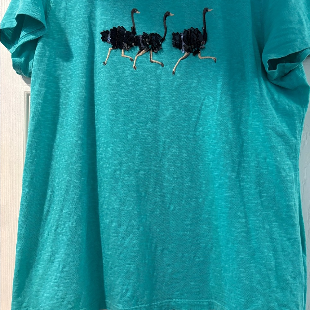 Talbots Blue Short Sleeve Tee with Graphic Design